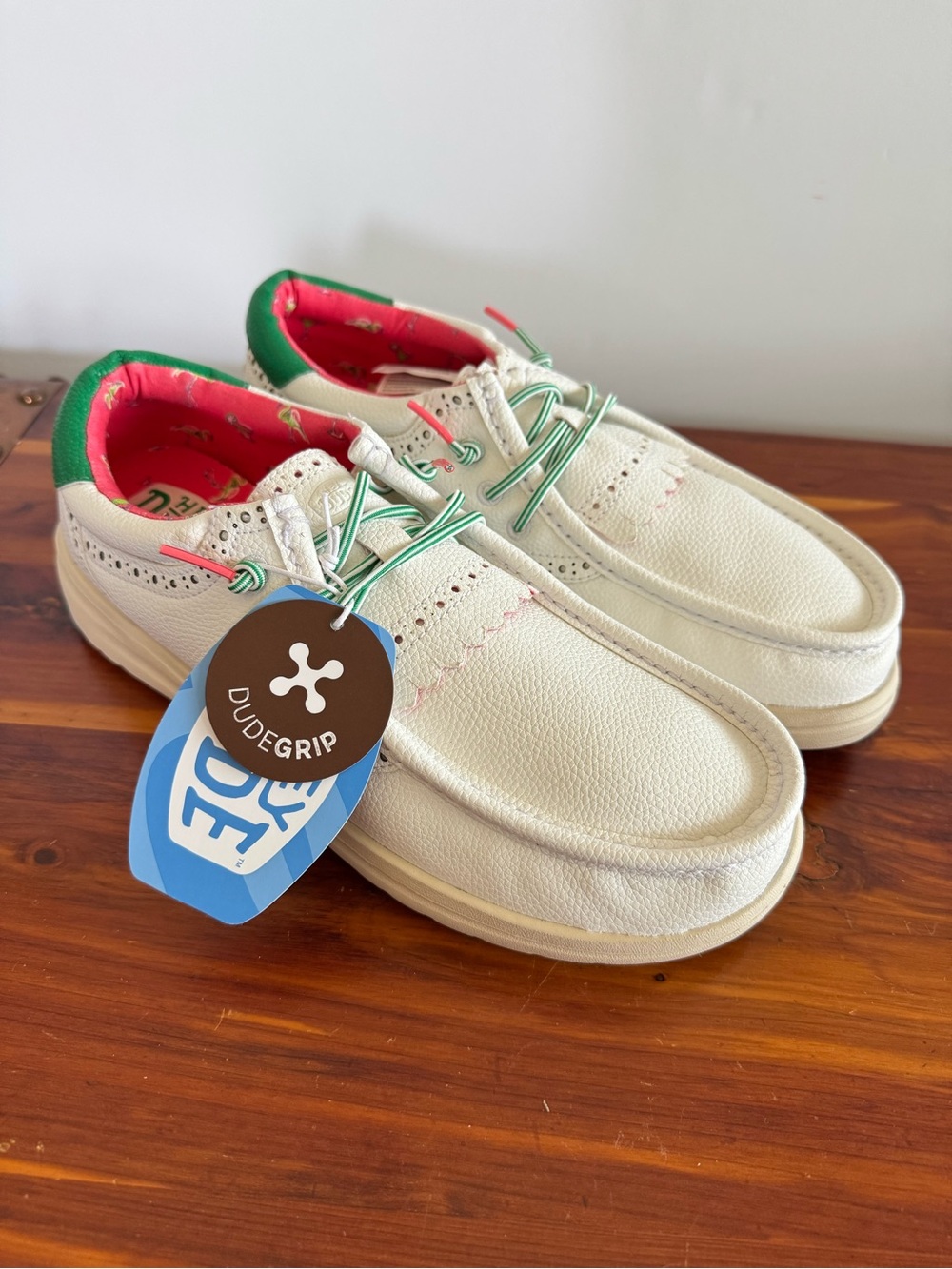 Hey Dude Wendy Golf Classic White Faux Leather Loafers Women’s 12 EU 43 NWT